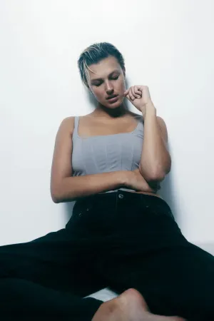 H&M unlined cotton bustier, gray