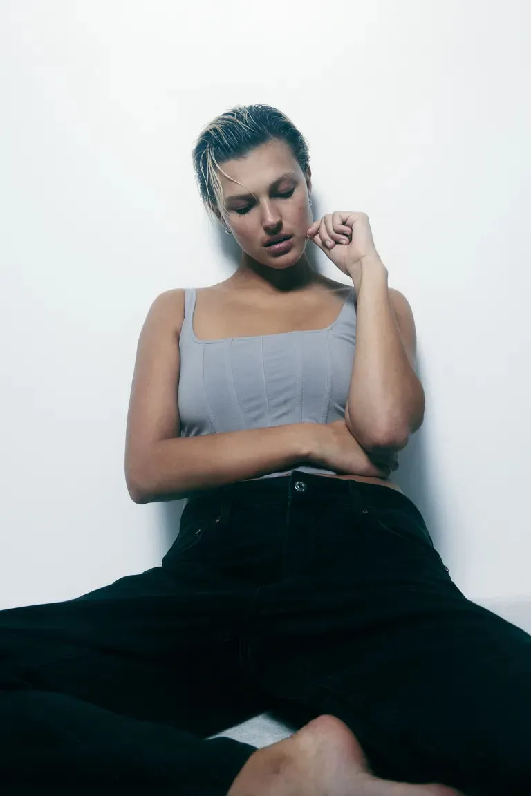 H&M unlined cotton bustier, gray