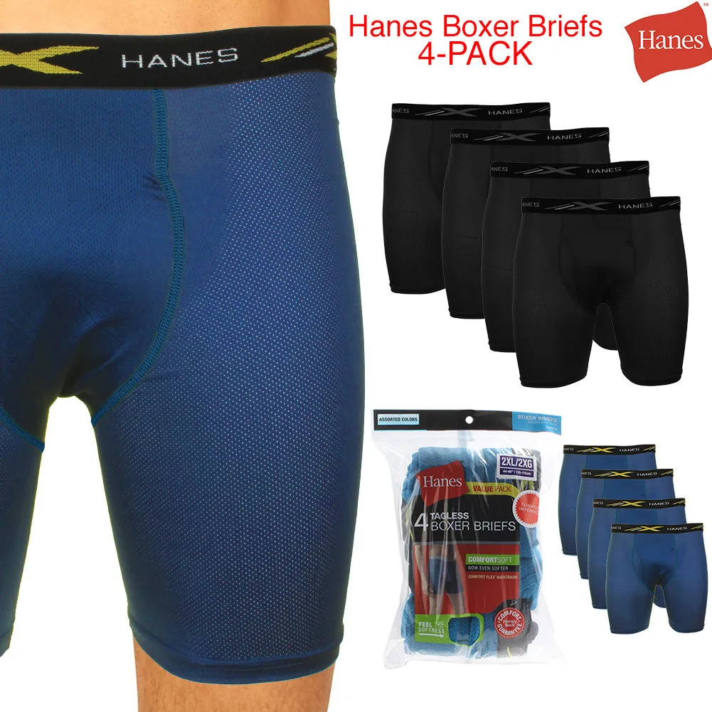 Hanes Men's 4 Pack Tagless Comfortsoft Flex Waistband Boxer Briefs