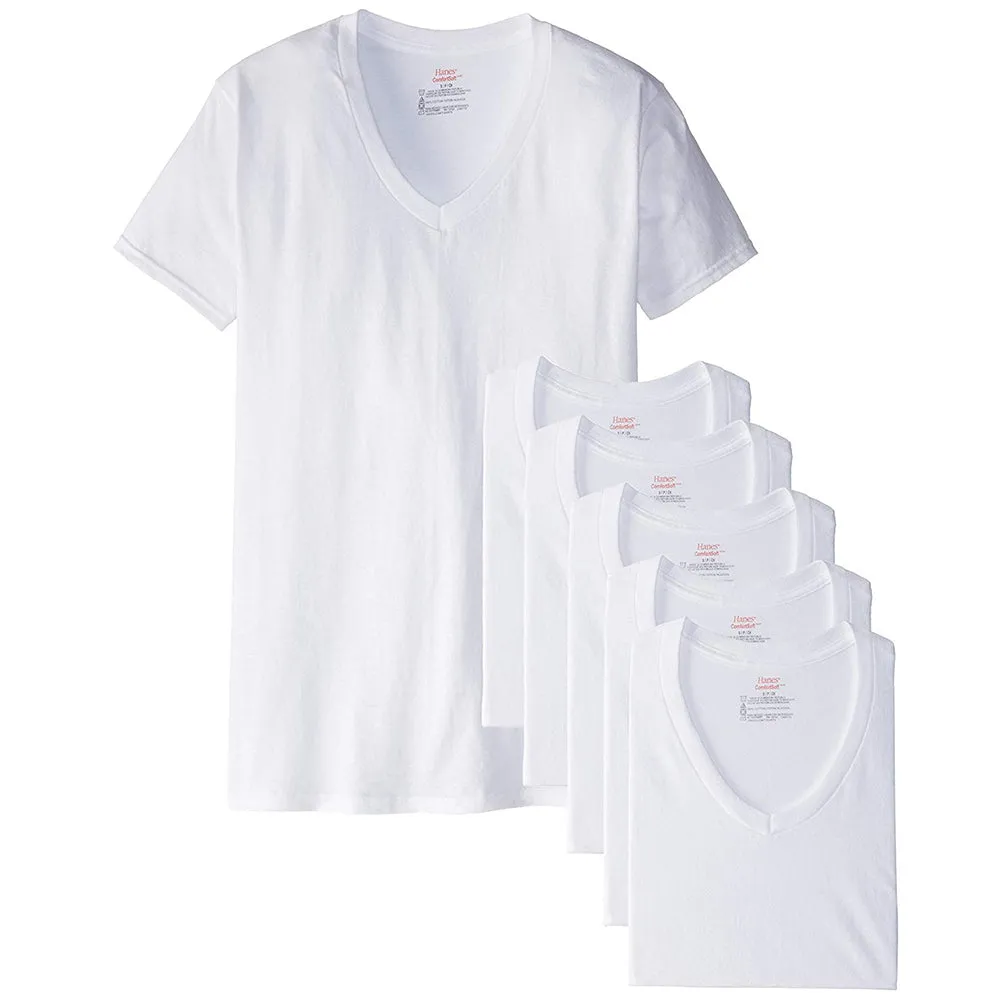 Hanes Men's 6 Pack Tagless Comfortsoft V Neck T-Shirts Undershirts