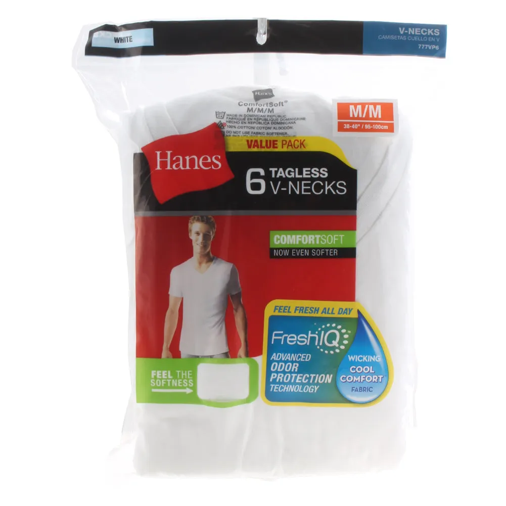 Hanes Men's 6 Pack Tagless Comfortsoft V Neck T-Shirts Undershirts
