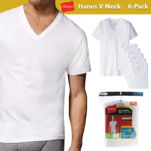Hanes Men's 6 Pack Tagless Comfortsoft V Neck T-Shirts Undershirts