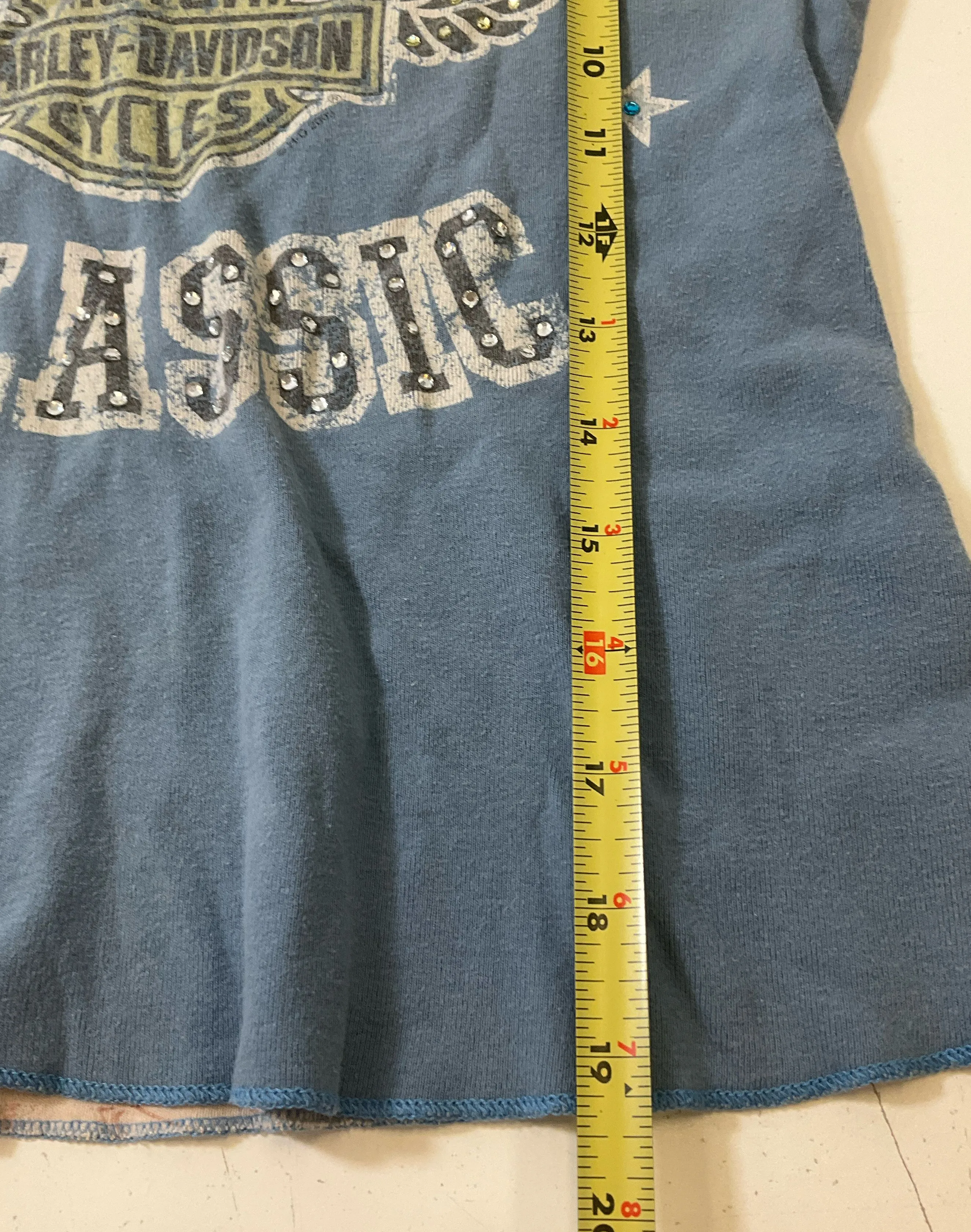 Harley Davidson Women's Blue Raglan Long Sleeve Thunderbird T-Shirt Size Small