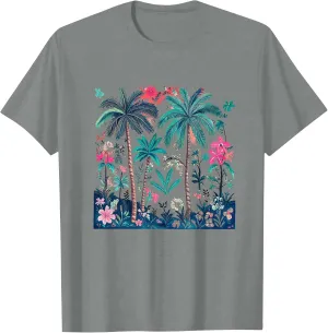 Hawaiian Shirts for Women Palm Trees Graphic Tees Summer Beach Vacation Tops Casual Cotton Short Sleeve T-Shirt