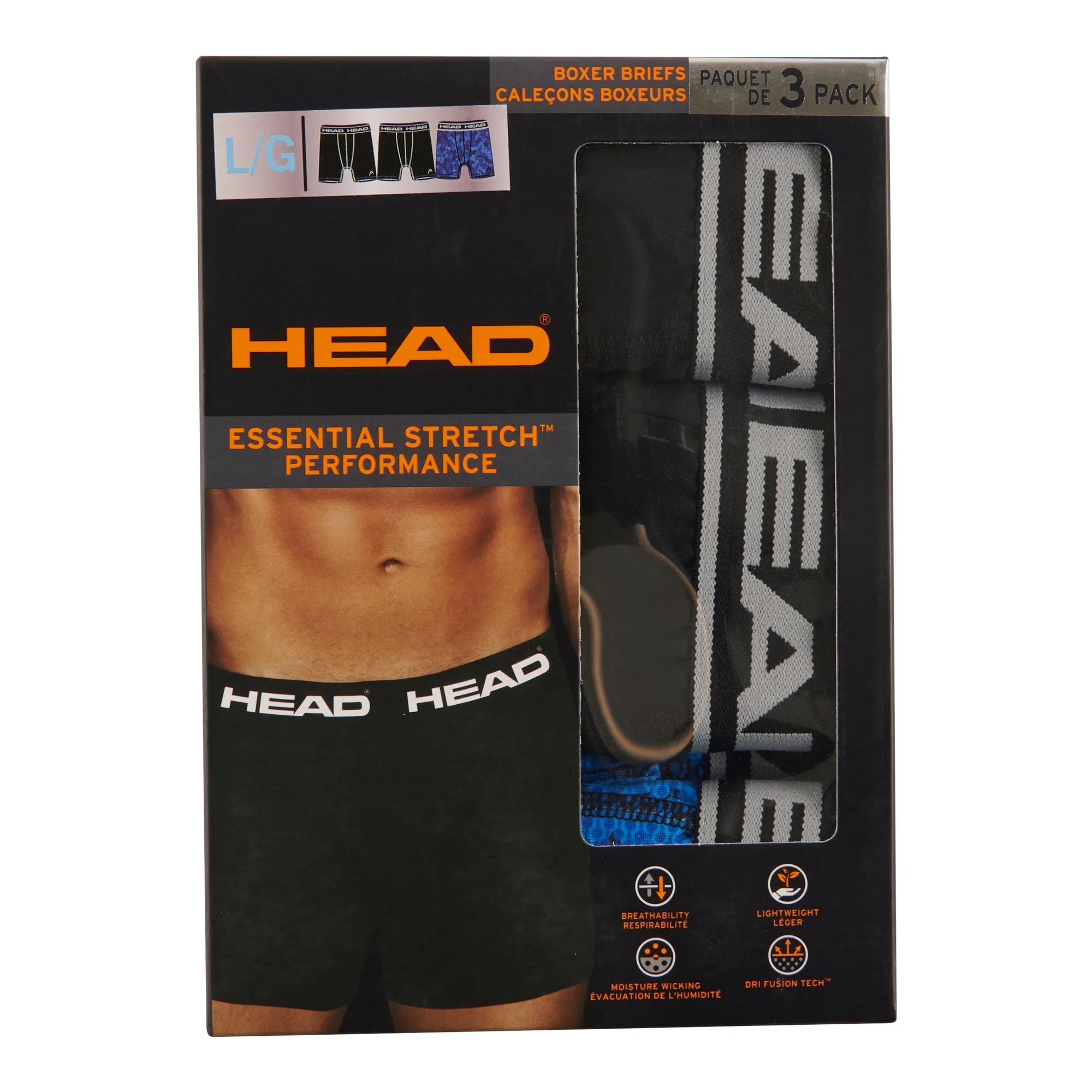 HEAD Men's Performance Boxer Briefs, 3-Pack
