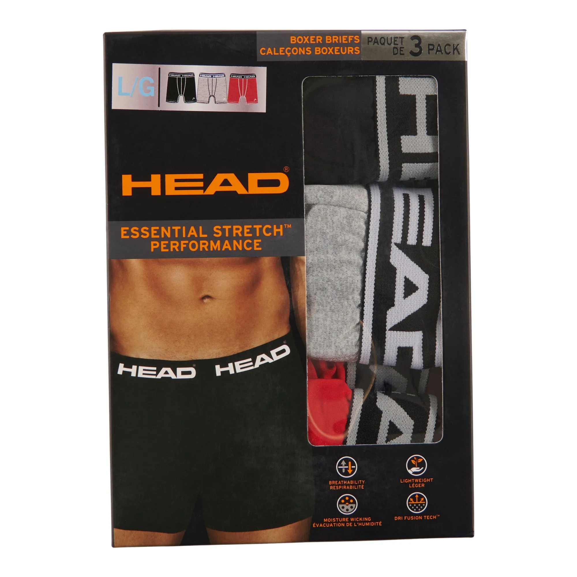 HEAD Men's Performance Boxer Briefs, 3-Pack