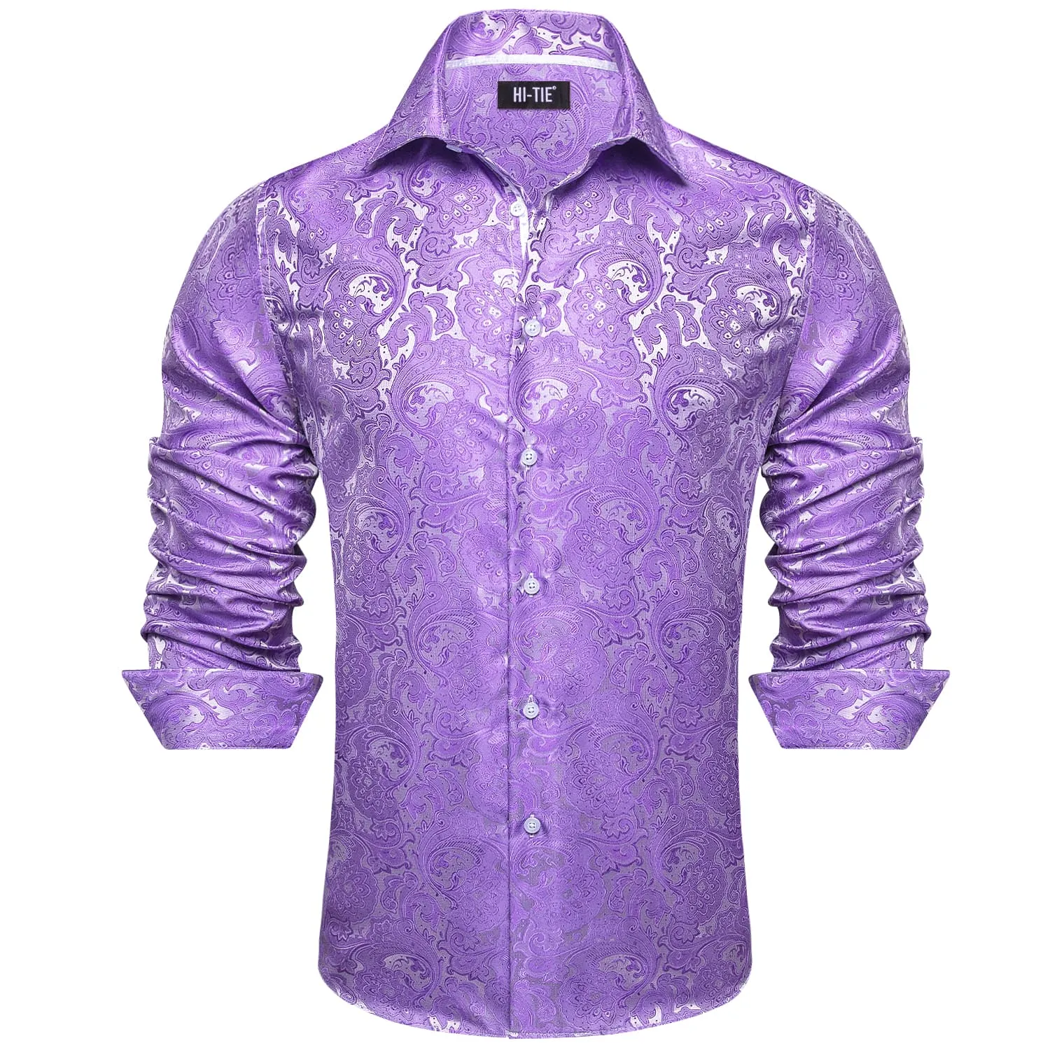 Hi-Tie Paisley Shirt Amethyst Purple Jacquard Mens Button Down Shirt