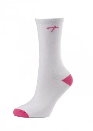 high quality "bombshells" crew socks - white/pink Case of 48