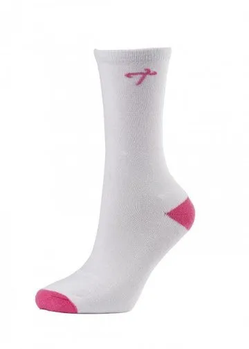 high quality "bombshells" crew socks - white/pink Case of 48
