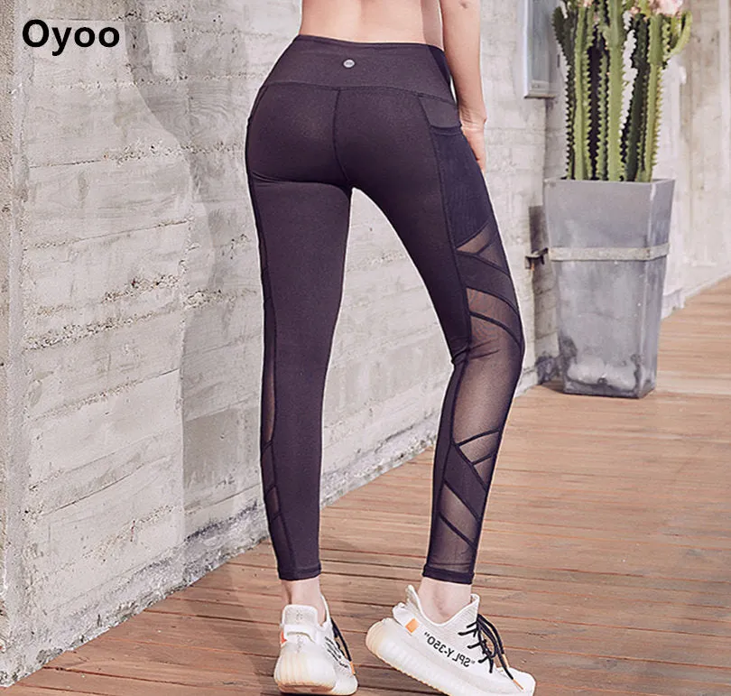 High Rise Mesh Yoga Pants With Pockets