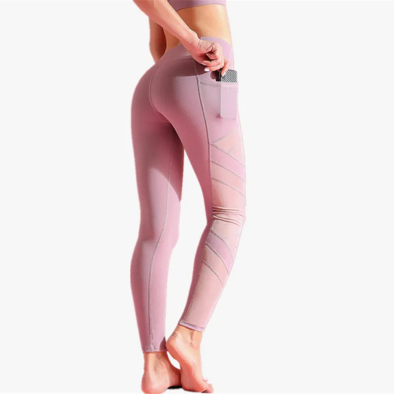 High Rise Mesh Yoga Pants With Pockets