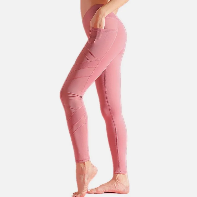 High Rise Mesh Yoga Pants With Pockets