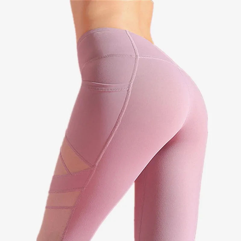 High Rise Mesh Yoga Pants With Pockets