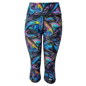 High Waist Funky 3/4 Leggings - Peacock Marble