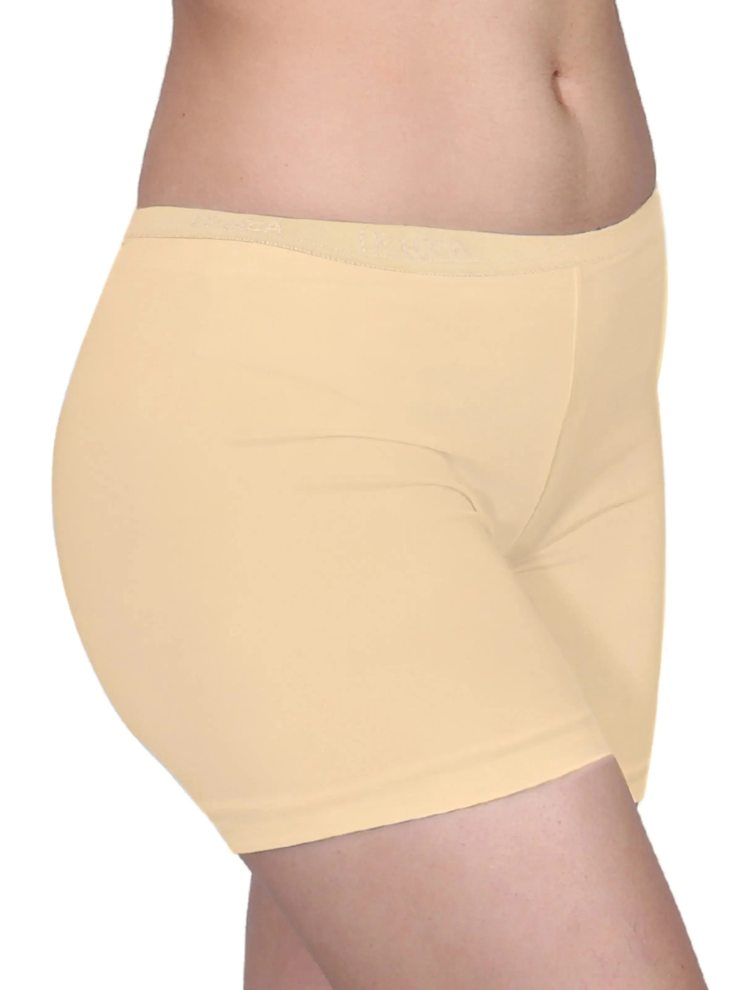 High Waist Long Panties with Full Coverage | No Side Seams | White & Skin Boyshorts