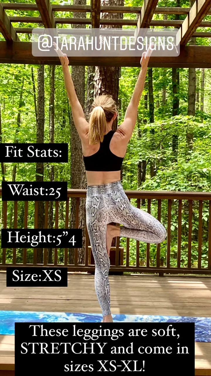HIgh Waist Yoga Leggings-Natural Snake