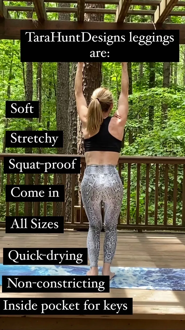 HIgh Waist Yoga Leggings-Natural Snake