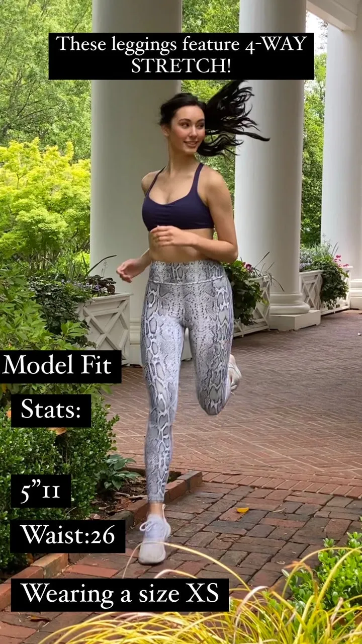 HIgh Waist Yoga Leggings-Natural Snake