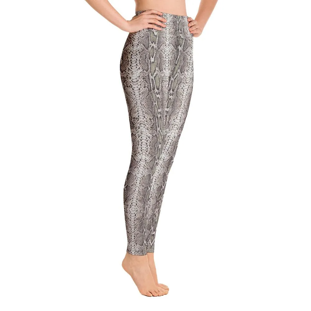HIgh Waist Yoga Leggings-Natural Snake