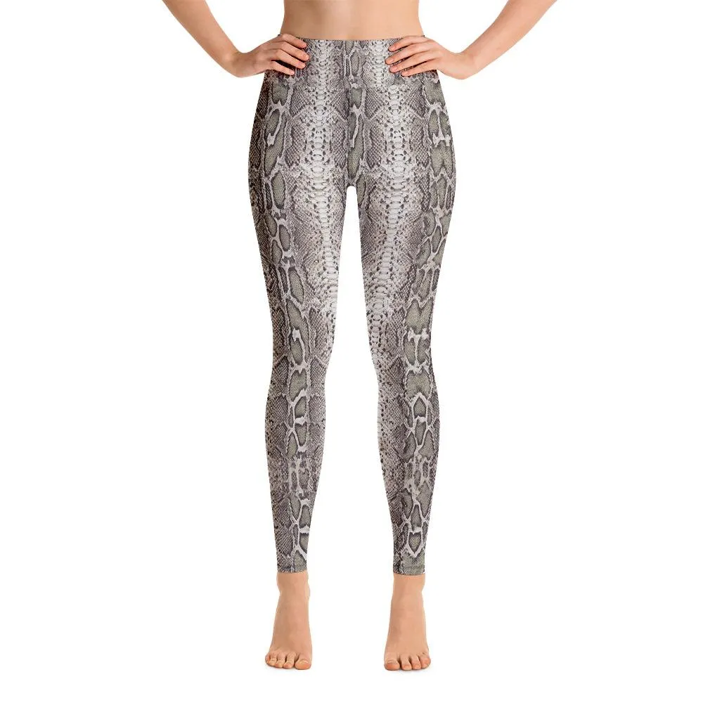 HIgh Waist Yoga Leggings-Natural Snake