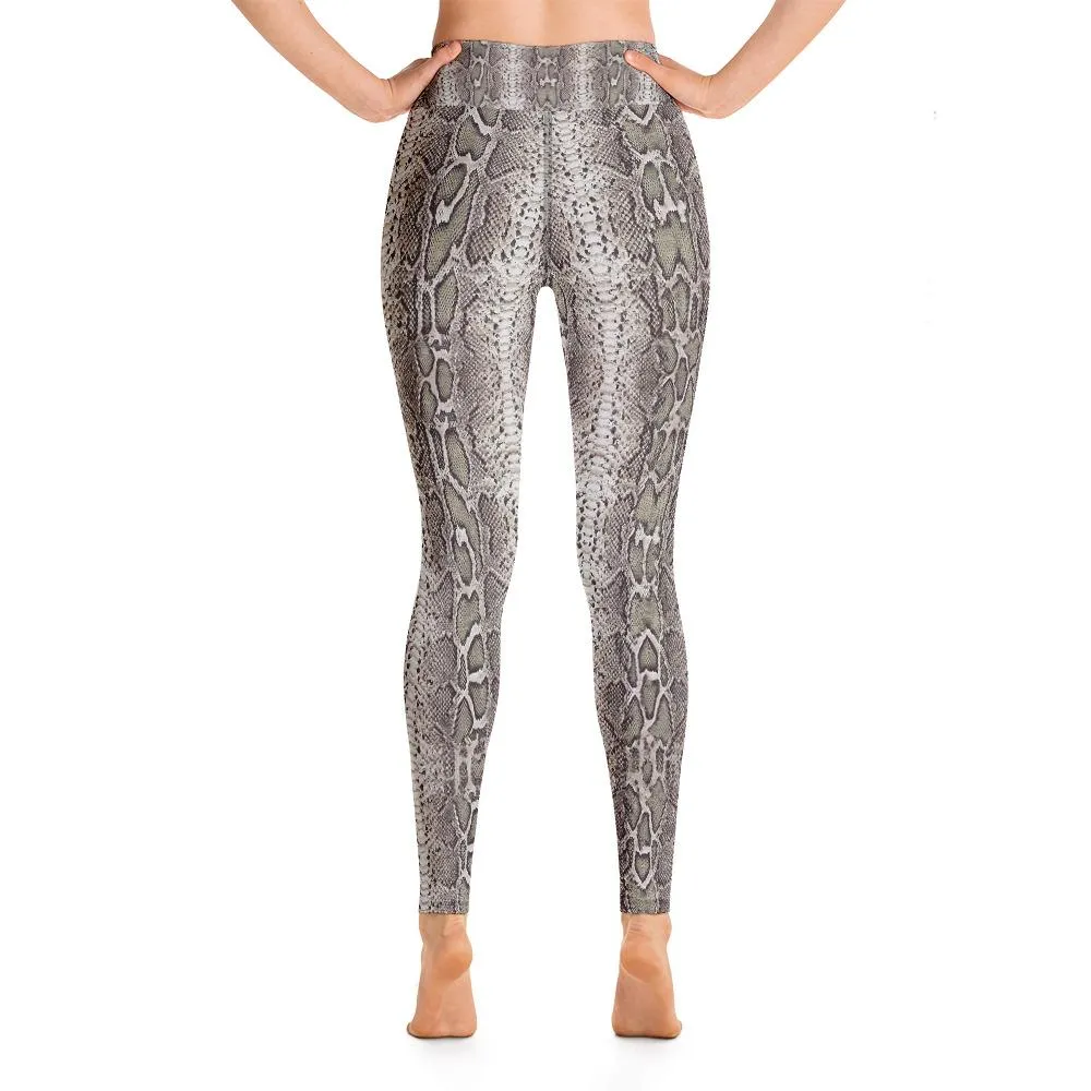 HIgh Waist Yoga Leggings-Natural Snake