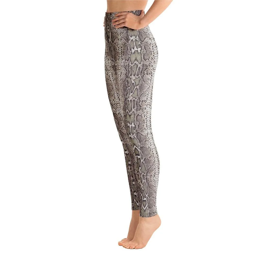 HIgh Waist Yoga Leggings-Natural Snake