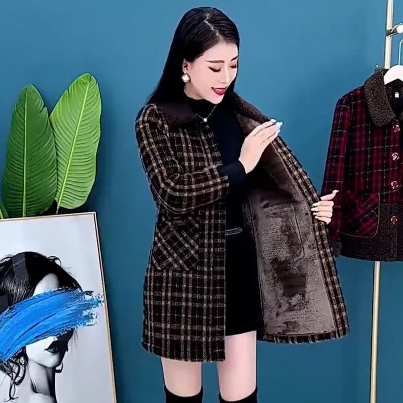 🔥Holiday Promotion🔥Women's Plush Thick Mid Length Jacket Coat