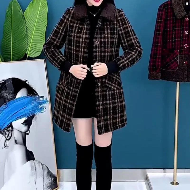 🔥Holiday Promotion🔥Women's Plush Thick Mid Length Jacket Coat