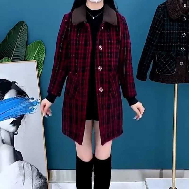 🔥Holiday Promotion🔥Women's Plush Thick Mid Length Jacket Coat