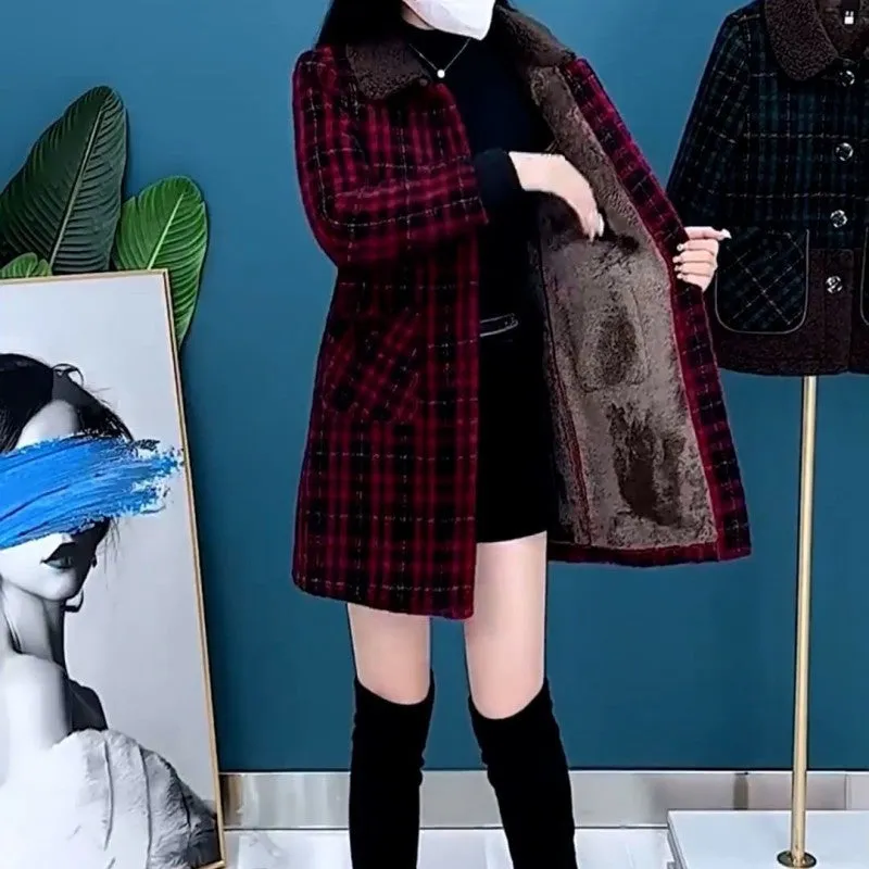 🔥Holiday Promotion🔥Women's Plush Thick Mid Length Jacket Coat