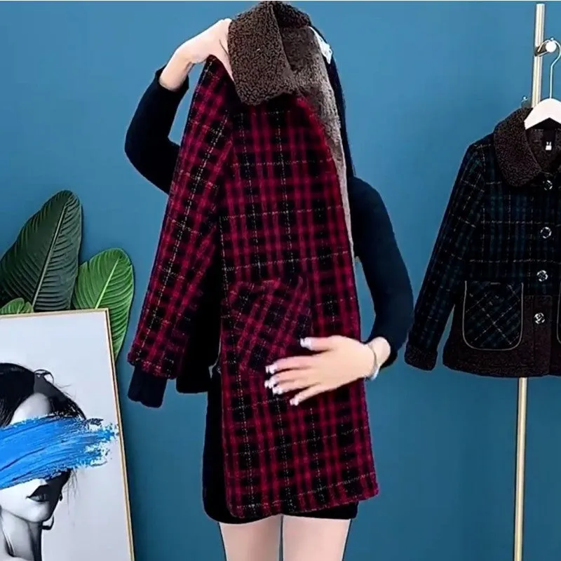 🔥Holiday Promotion🔥Women's Plush Thick Mid Length Jacket Coat