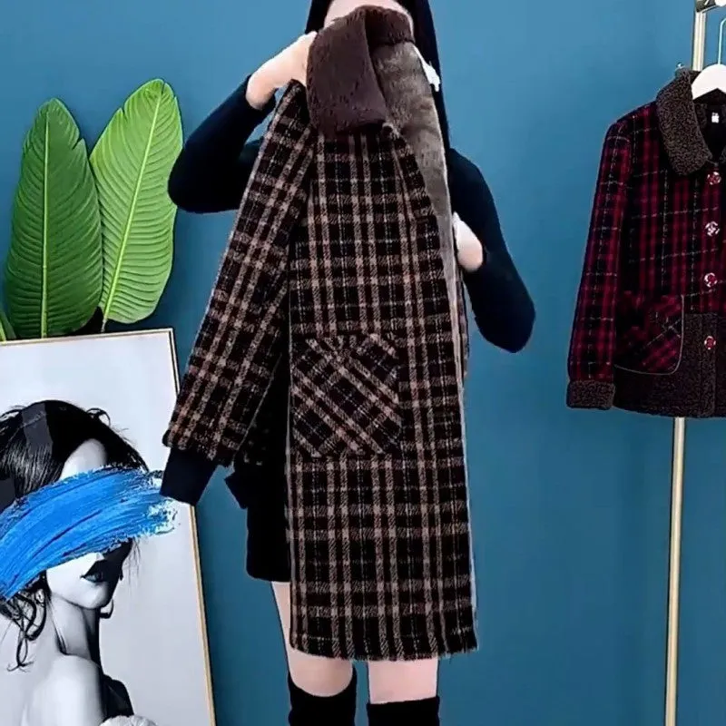 🔥Holiday Promotion🔥Women's Plush Thick Mid Length Jacket Coat
