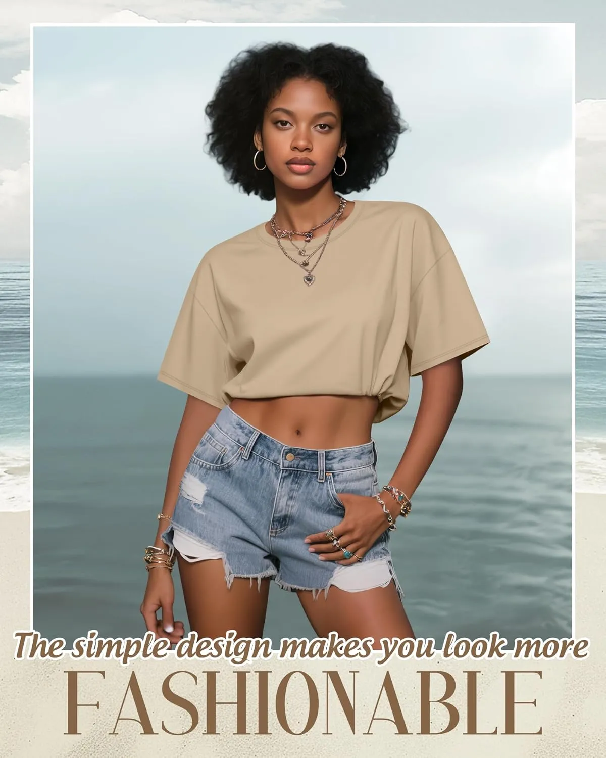 Huukeay 3 Pack Women's Half Sleeve Crop Tops Crew Neck Summer Casual Short T-Shirts Loose Fit Drop Shoulder Solid Color Tees