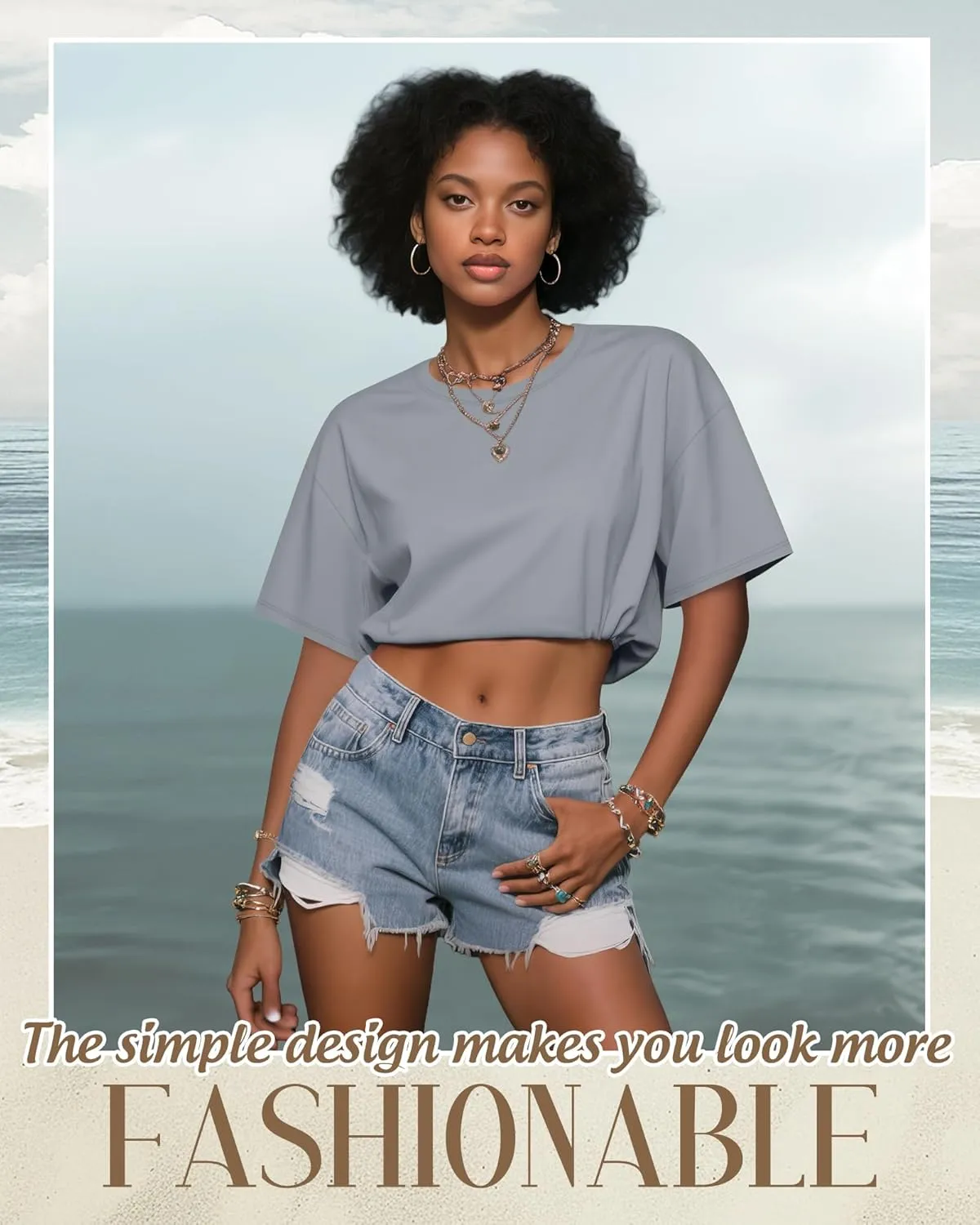 Huukeay 3 Pack Women's Half Sleeve Crop Tops Crew Neck Summer Casual Short T-Shirts Loose Fit Drop Shoulder Solid Color Tees