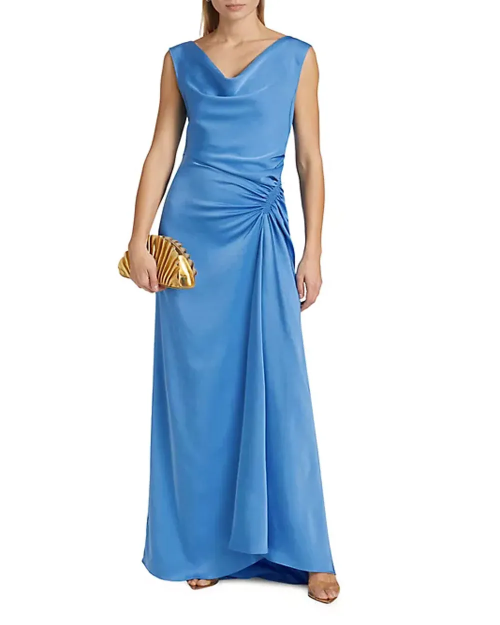 Ibiza Ophelia Satin Draped Maxi Dress