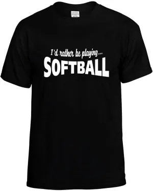 I'D Rather be Playing Softball Unisex T-Shirt Novelty Graphic Tee Shirt