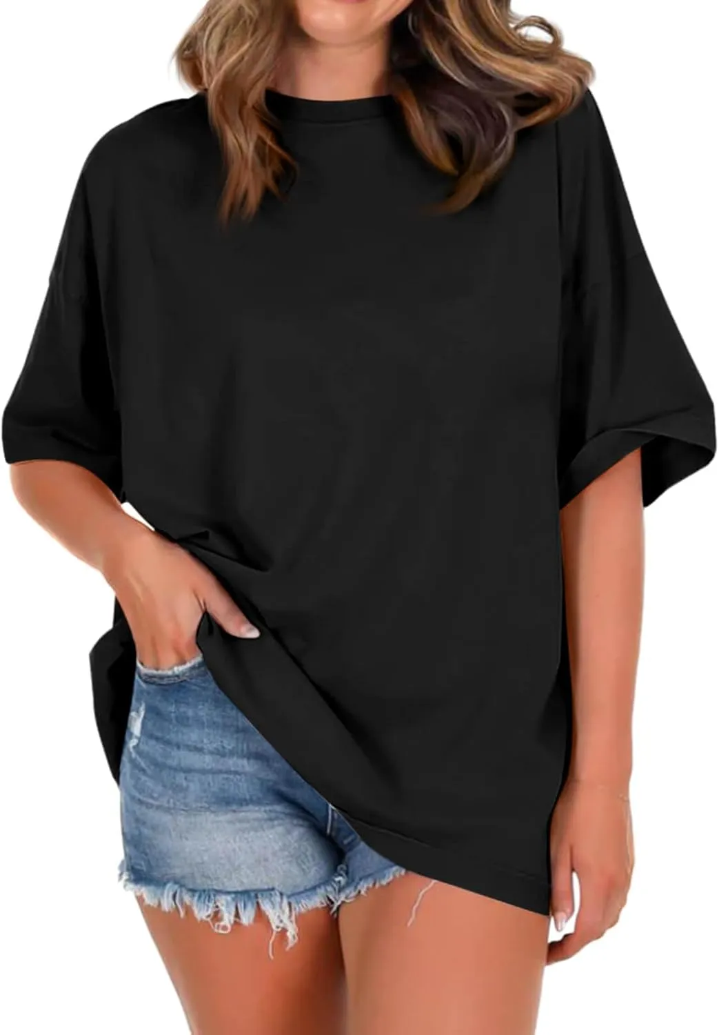 Imily Bela Womens Oversized T Shirts Crew Neck Short Sleeve Summer Casual Tee Tops