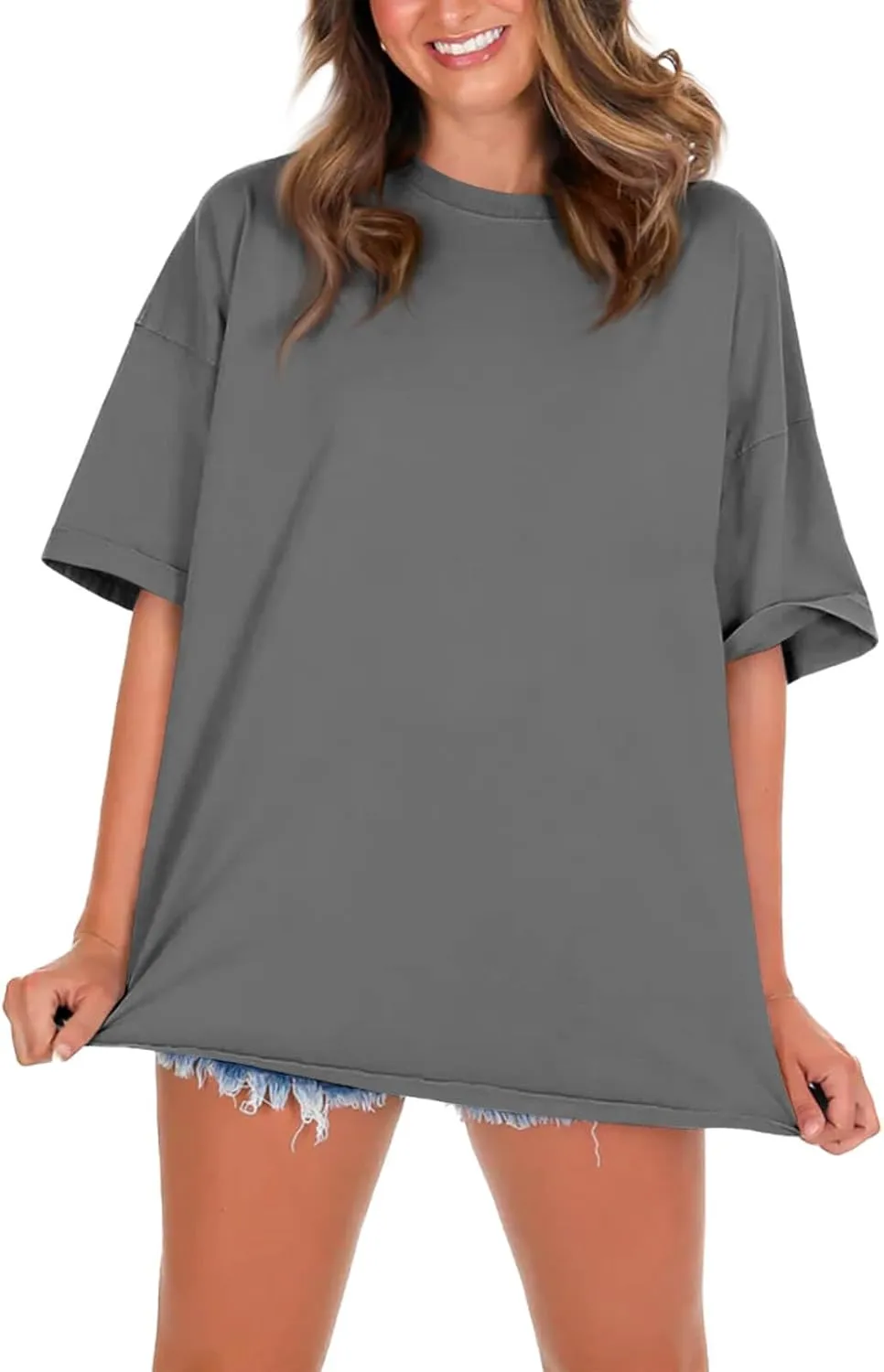 Imily Bela Womens Oversized T Shirts Crew Neck Short Sleeve Summer Casual Tee Tops
