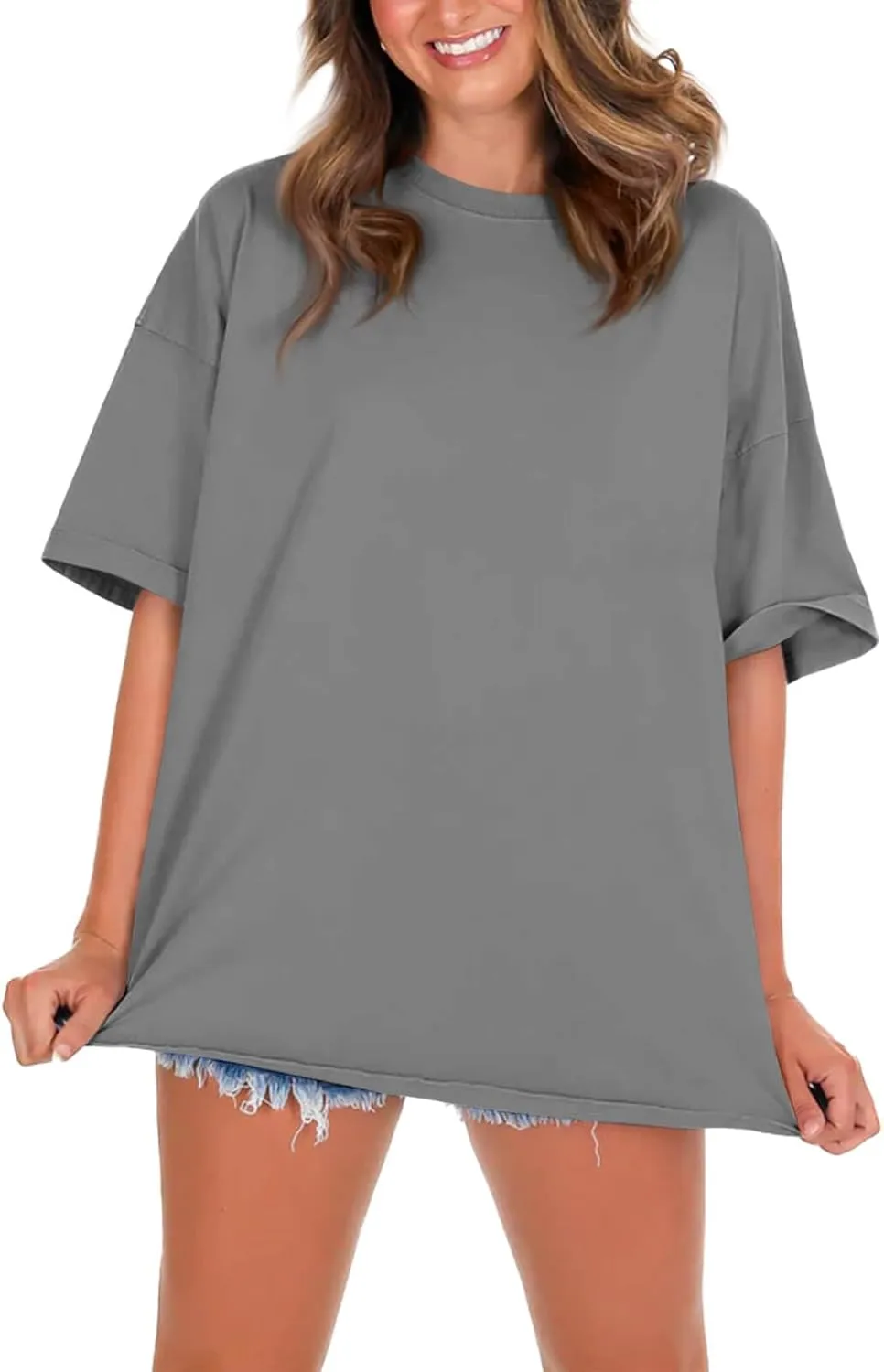 Imily Bela Womens Oversized T Shirts Crew Neck Short Sleeve Summer Casual Tee Tops