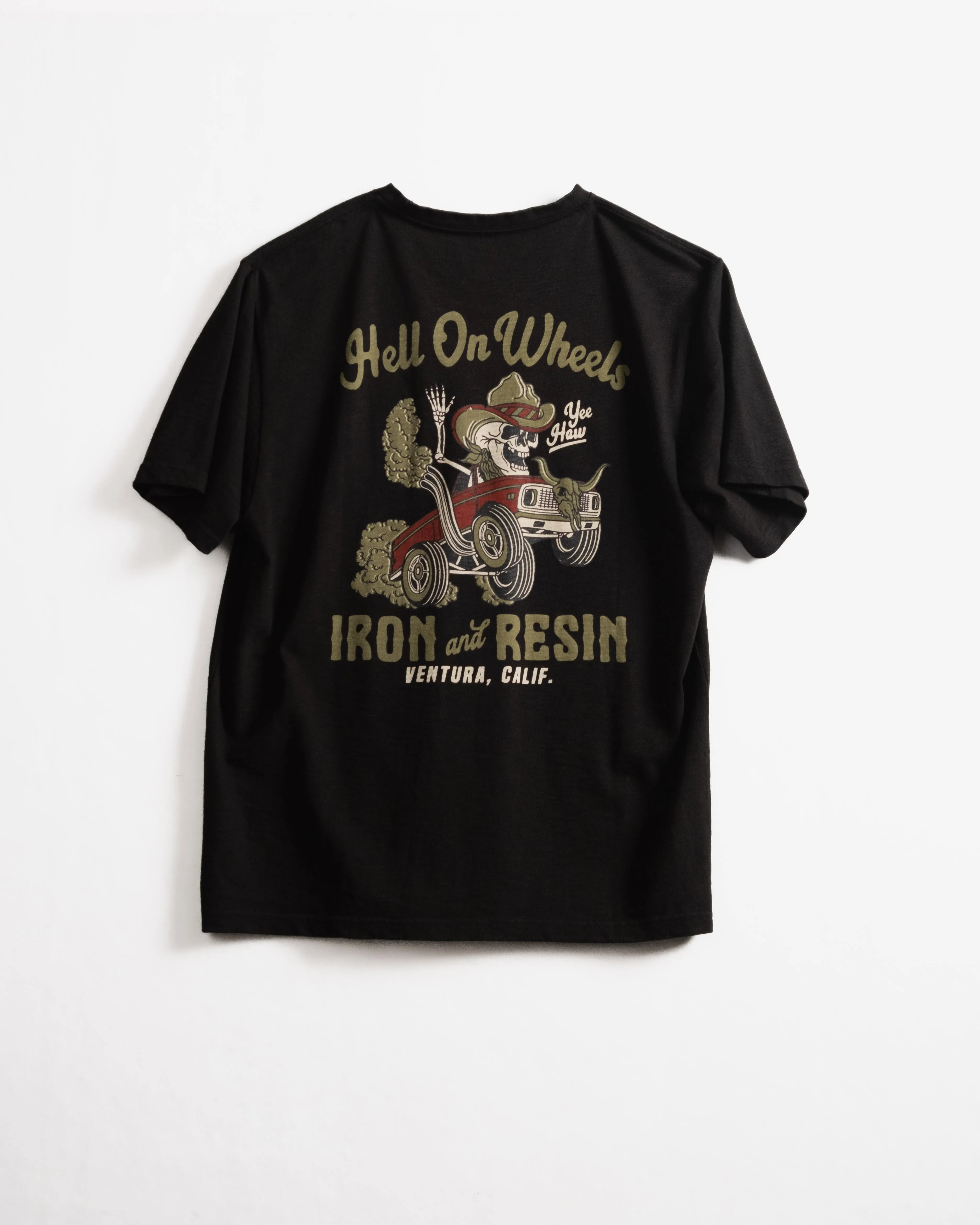 Iron & Resin Hell On Wheels Pocket Tee - BLACK