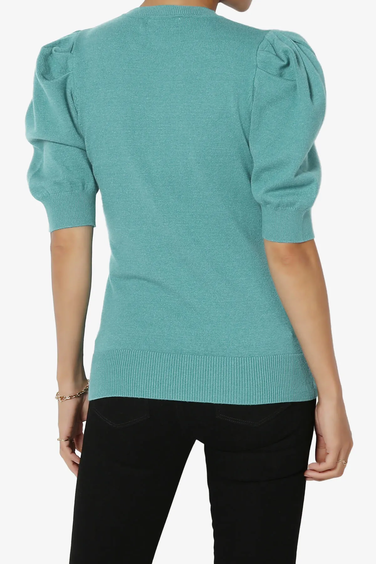 Isabella Puff Short Sleeve Knit Sweater
