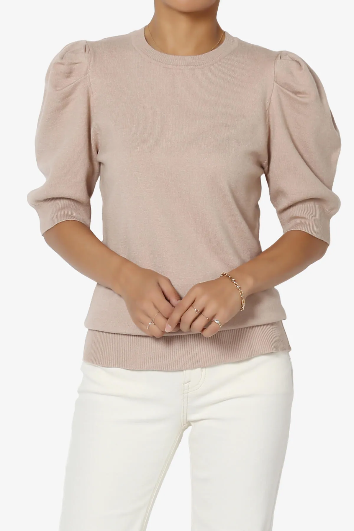 Isabella Puff Short Sleeve Knit Sweater
