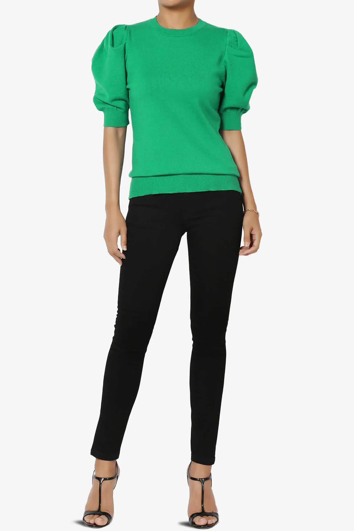 Isabella Puff Short Sleeve Knit Sweater