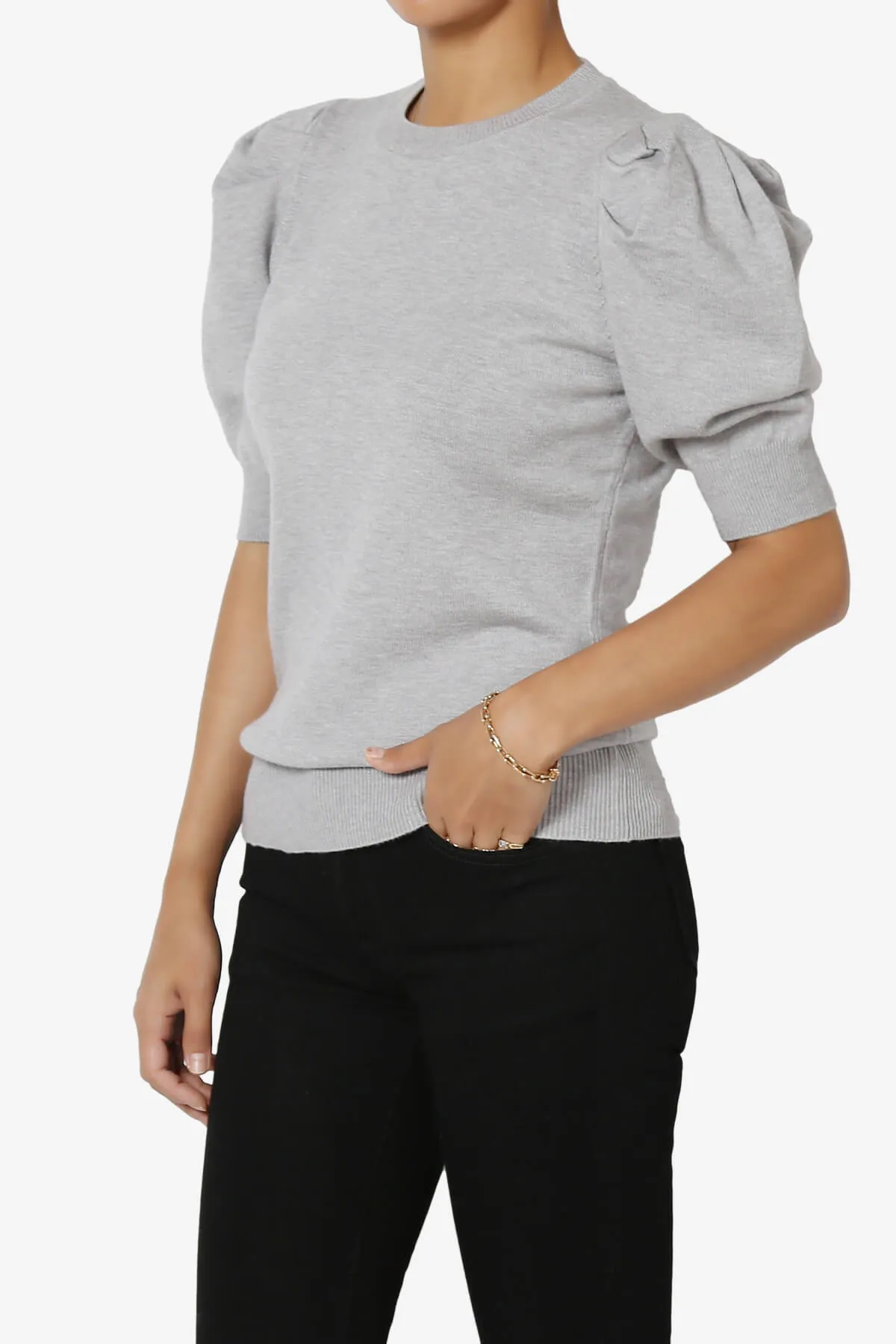 Isabella Puff Short Sleeve Knit Sweater