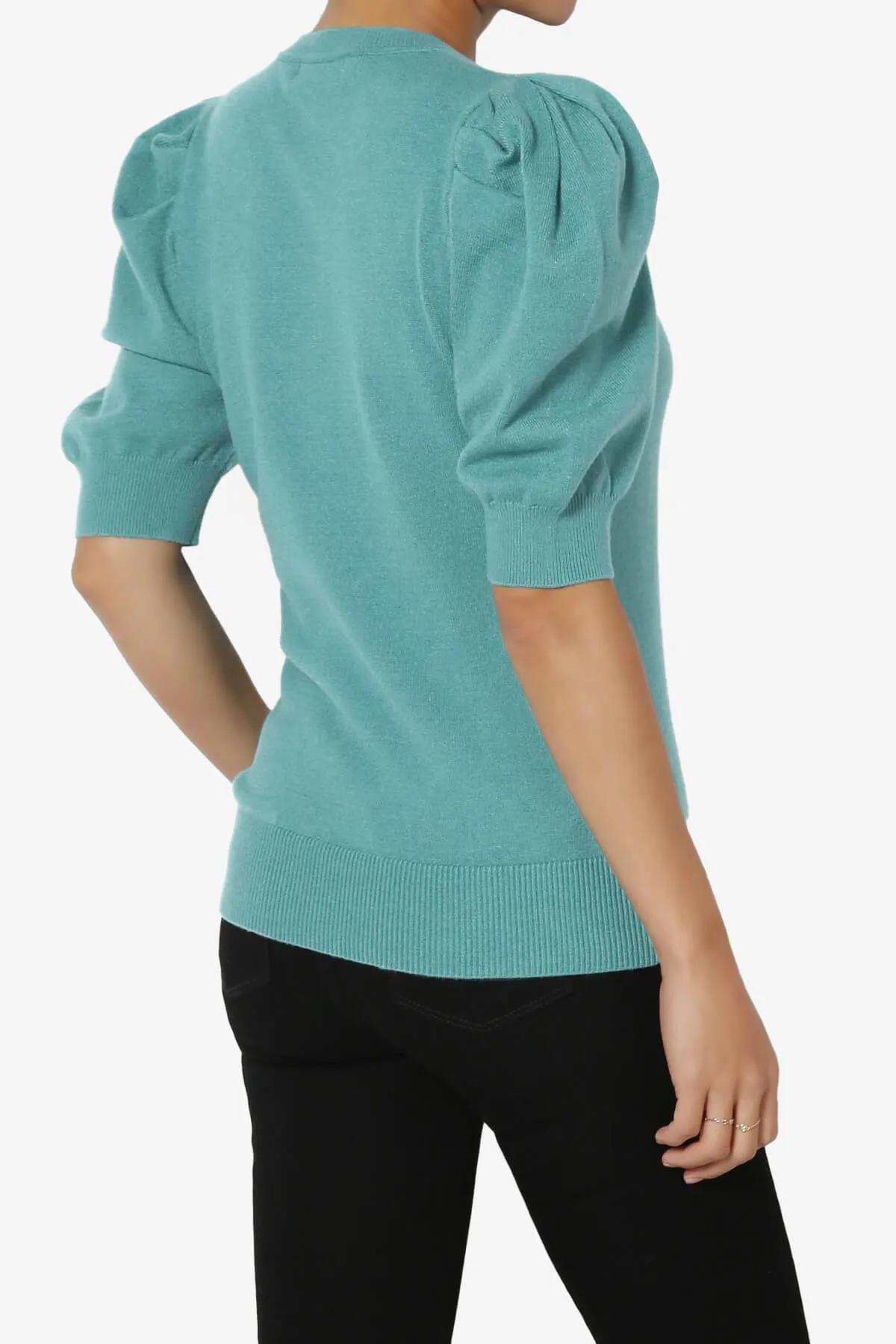 Isabella Puff Short Sleeve Knit Sweater