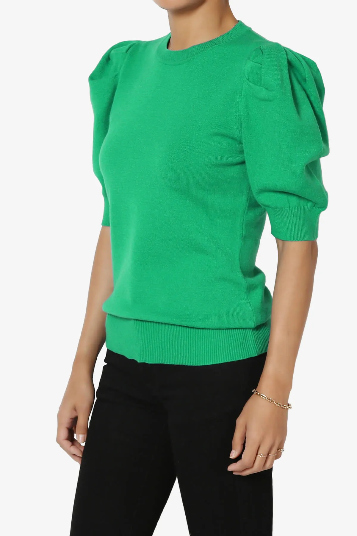 Isabella Puff Short Sleeve Knit Sweater
