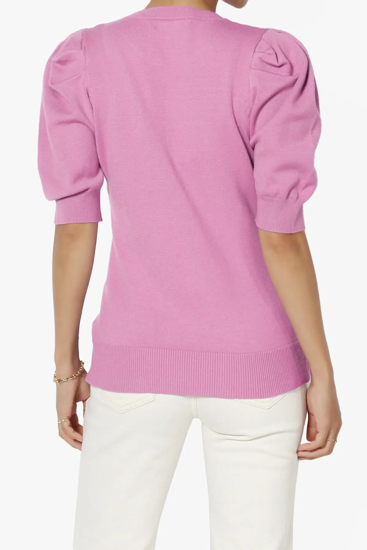 Isabella Puff Short Sleeve Knit Sweater