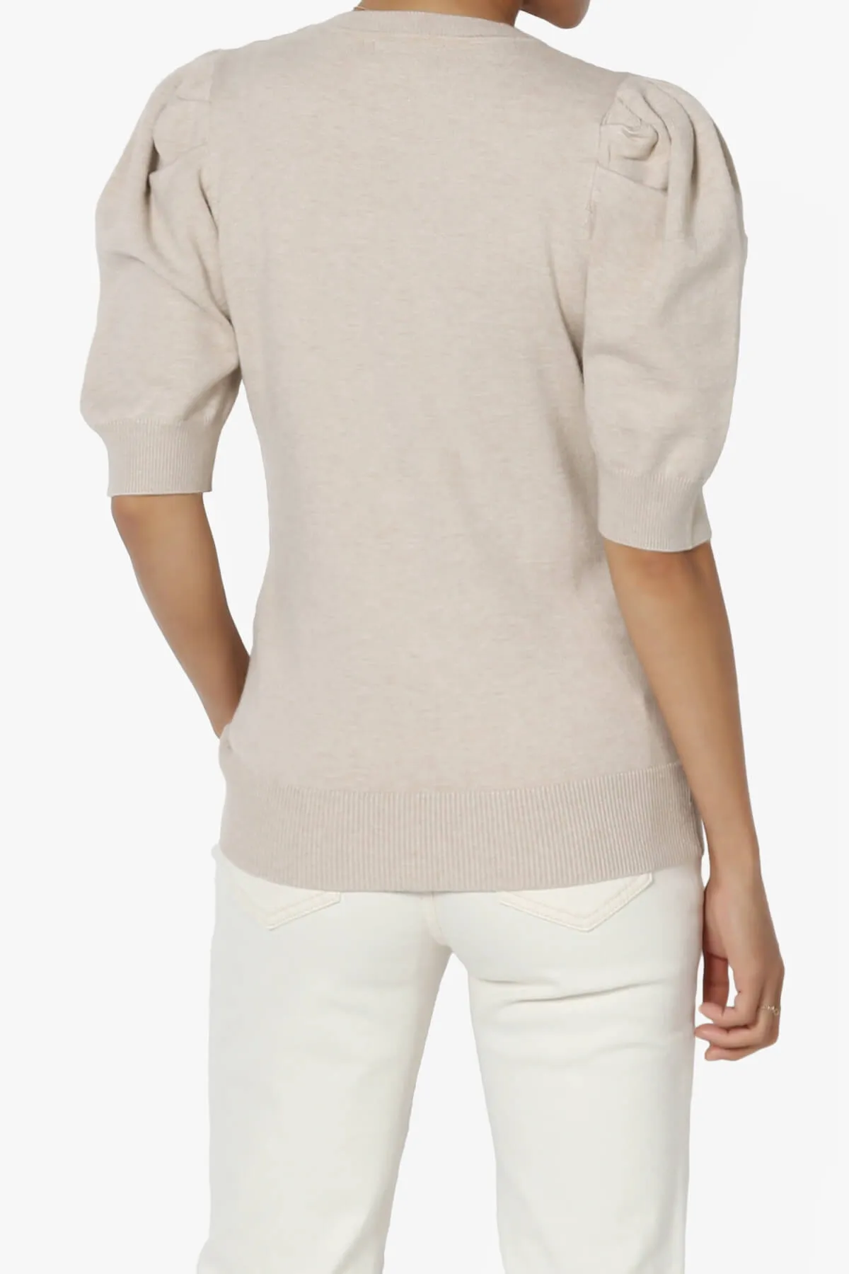 Isabella Puff Short Sleeve Knit Sweater