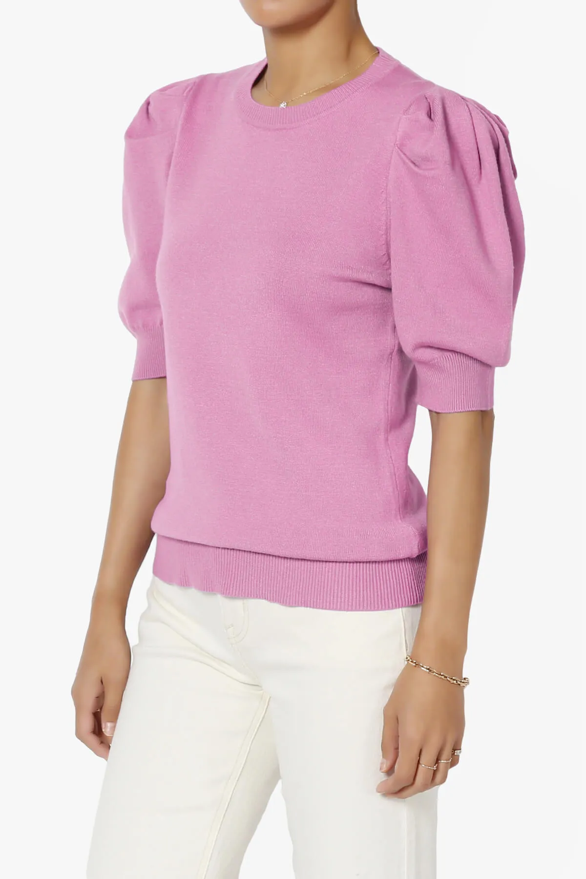 Isabella Puff Short Sleeve Knit Sweater