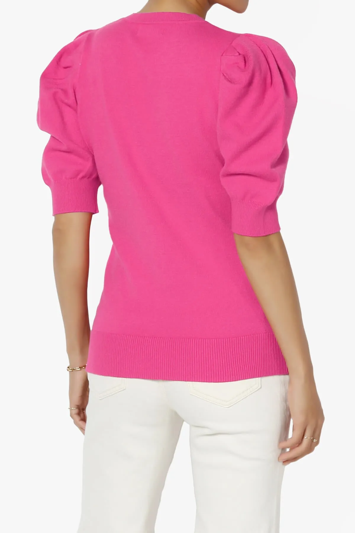 Isabella Puff Short Sleeve Knit Sweater